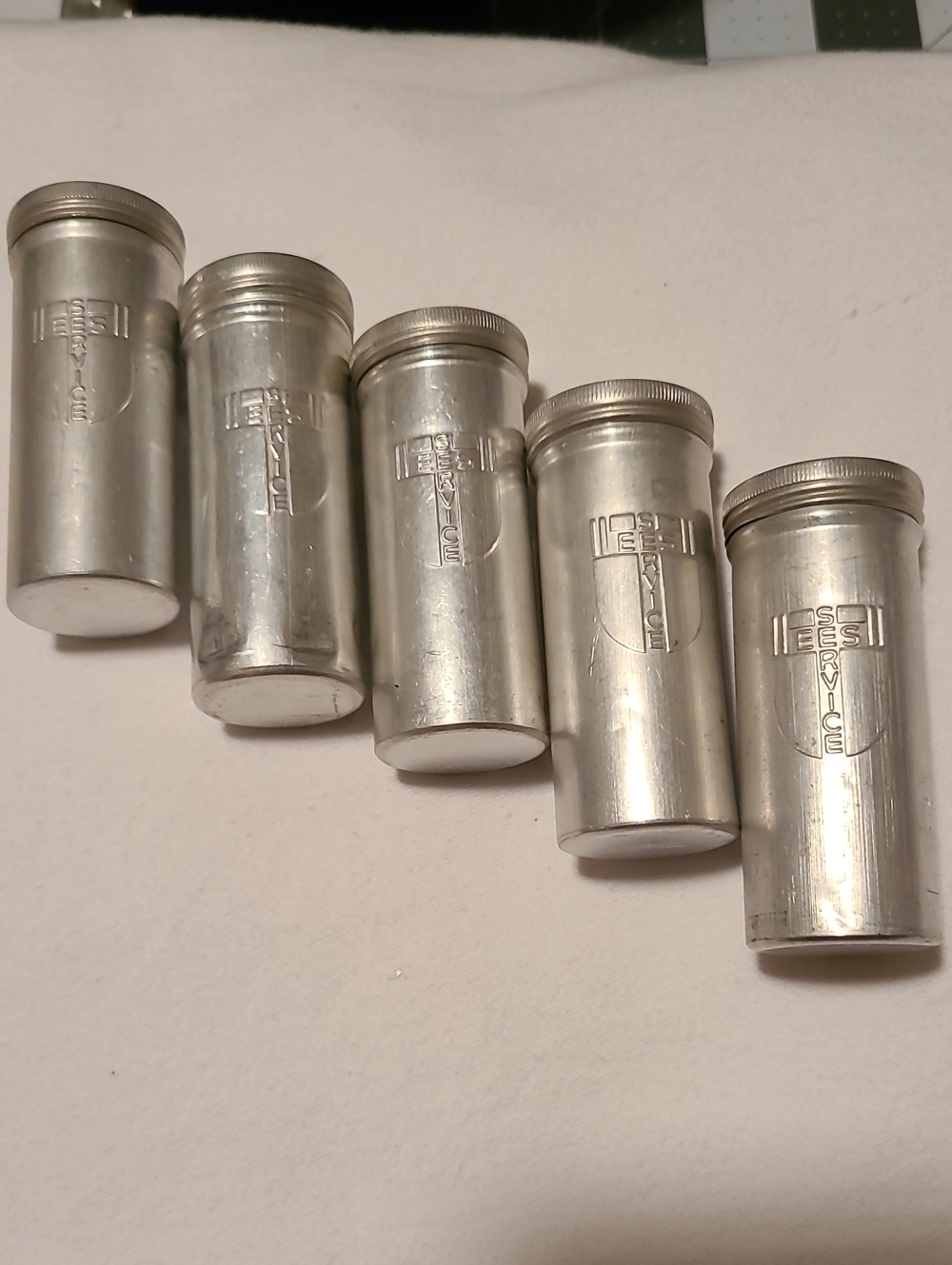 Vintage EES Service Communion Metal Canister Container With Screw Lids